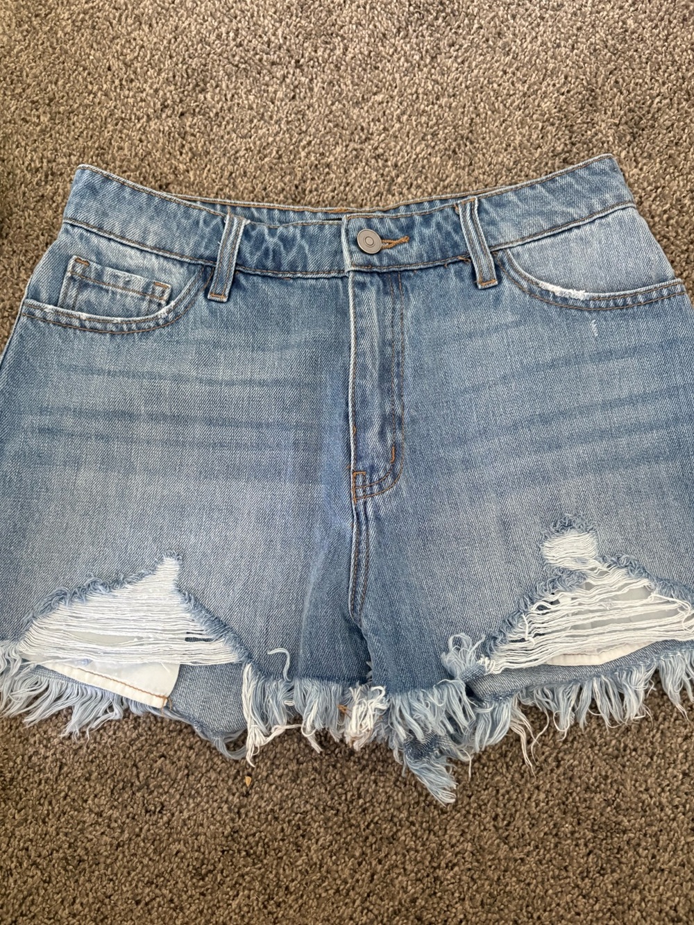 Fashion Nova Light Blue Distressed Denim Cutoff Shorts